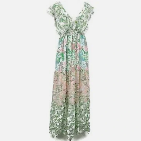 House Of Harlow 1960 Revolve Floral Pastel Maxi Dress Tiered NWT - Picture 2 of 10
